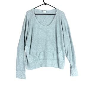 OFFLINE By Aerie Womens Shirt Gray Waffle Scoop V Neck Long Sleeve Medium
